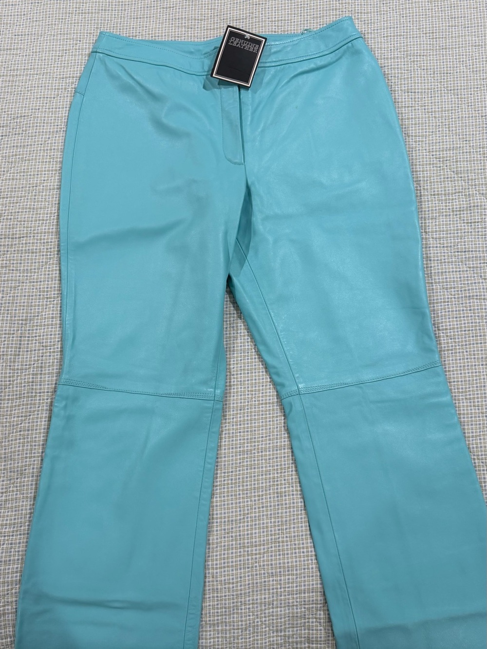 JS Collections Aqua Leather Flare Jeans